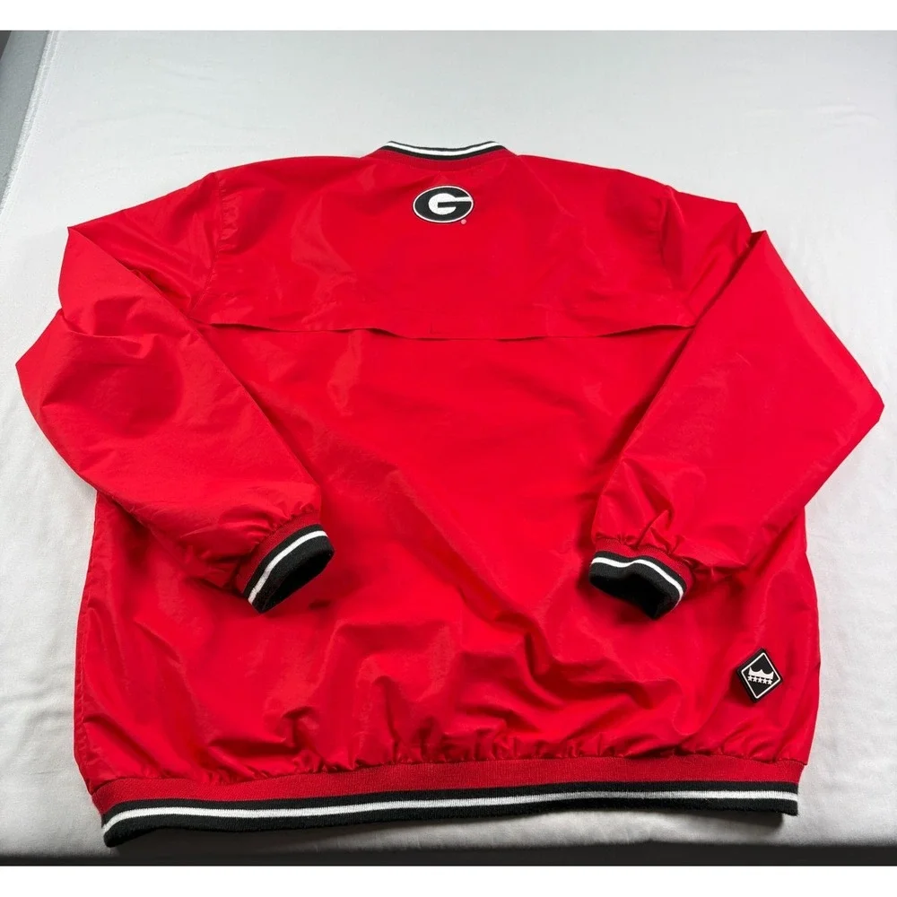 Georgia‎ Bulldogs Jacket Mens Large Red Windbreaker Pullover Embroidered NCAA